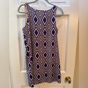 Sage Geometric Print Sleeveless Dress Fully Lined No Size Tag